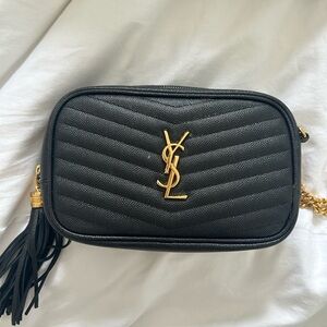 Lou Mini YSL Camera Bag in Smooth Quilted Leather